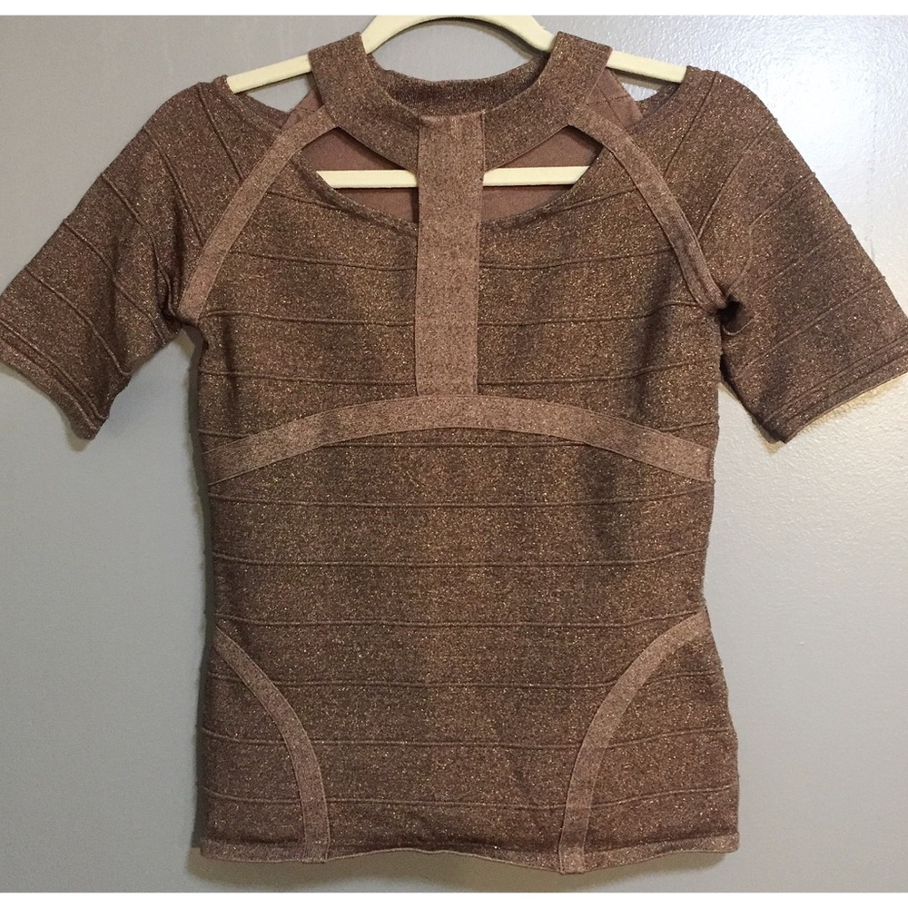 Gorgeous Bandage Metallic Cutout Top